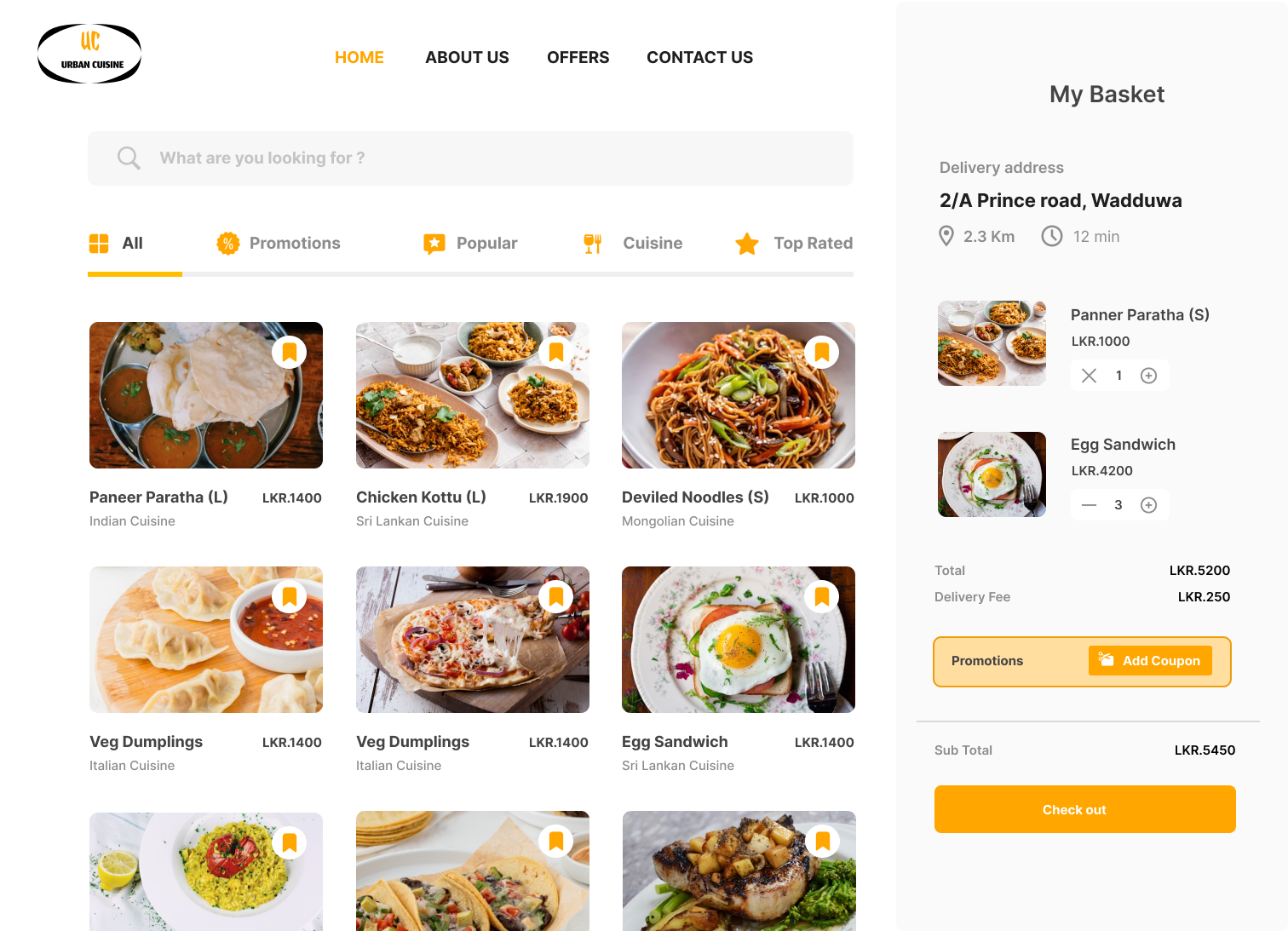 Urban Cravings Restaurant Website